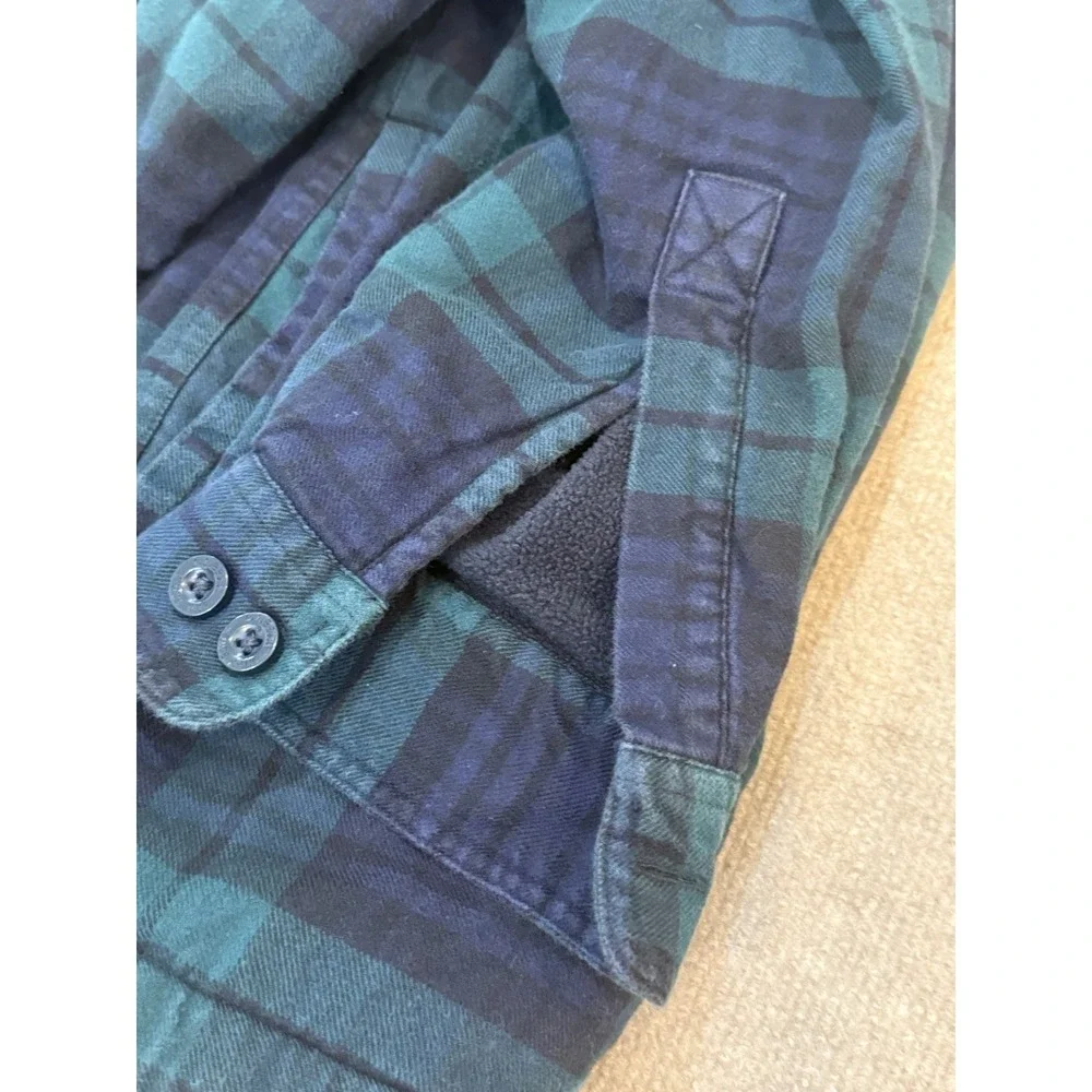 LL Bean Plaid Flannel Shacket Warm Fleece Lined Traditional Fit Mens Sz Medium M